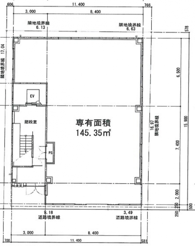大阪の貸店舗 平面図