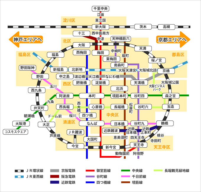 大阪の沿線マップ