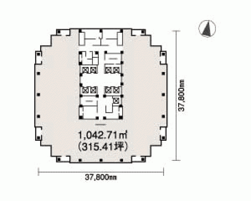 ピアスタワー 大阪の貸事務所 間取図