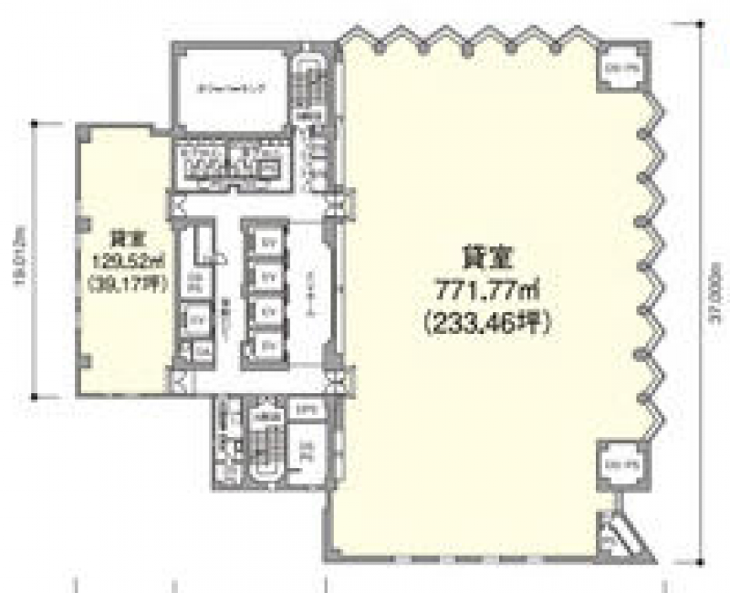 ゼント心斎橋(旧:ヒューリック心斎橋ビル) 大阪の貸事務所 間取図
