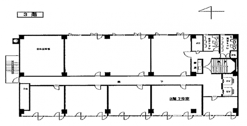 竹澤ビル 大阪の貸事務所,賃貸オフィス 平面図