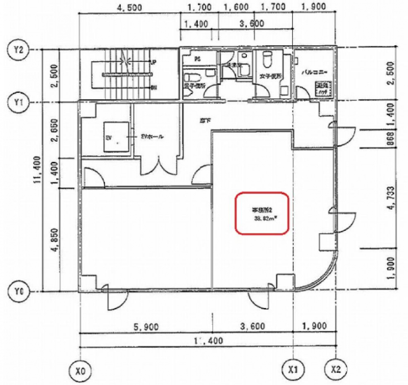 磯上公園ビル 神戸の貸事務所,賃貸オフィス 平面図
