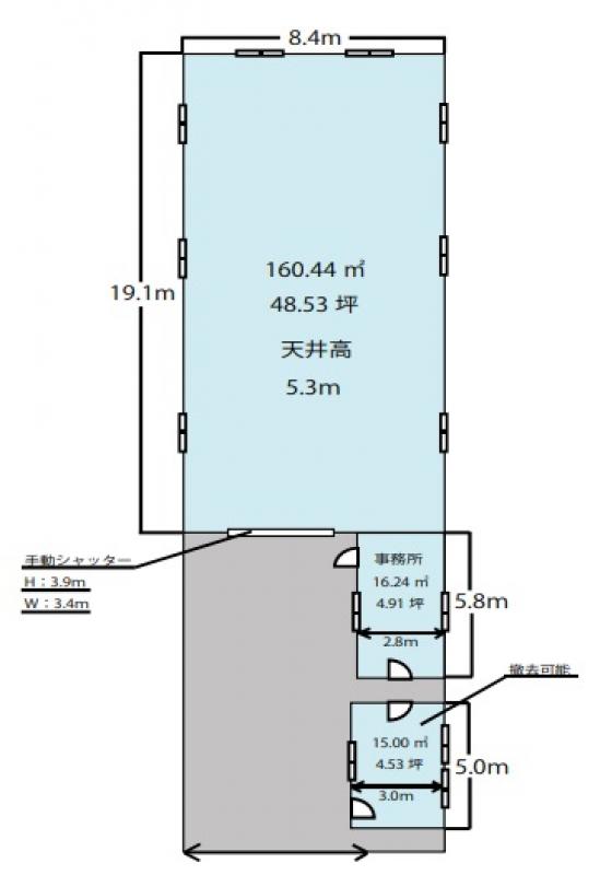 大阪の貸倉庫,貸工場 平面図
