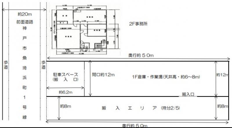 神戸,兵庫の貸倉庫,貸工場 平面図